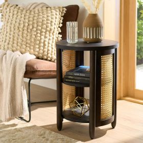 Springwood Caning Side Table, Charcoal Finish - Charcoal