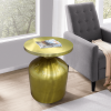 24 Inch Metal Frame End Table with Round Top and Bottle Shape Base; Gold - as Pic