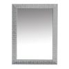 Wood Encased Wall Mirror with Striped Motif Edges and Shimmering Leaf; Gray - as Pic
