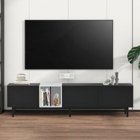 Modern TV Stand for 80'' TV with 3 Doors; Media Console Table; Entertainment Center with Large Storage Cabinet for Living Room; Bedroom - as Pic
