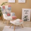 Accent Chair with Ottoman; Living Room Chair and Ottoman Set; Comfy Side Armchair for Bedroom; Creative Splicing Cloth Surface; pink - as Pic
