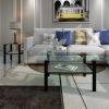 Transparent glass black coffee table, modern simple, living room coffee table, side center table - Black