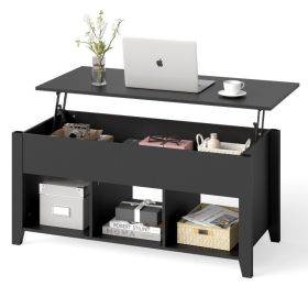 Lift Top Coffee Table with Storage Lower Shelf - Black