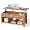 Lift Top Coffee Table with Storage Lower Shelf - Tan