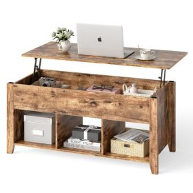 Lift Top Coffee Table with Storage Lower Shelf - Tan