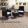 [Only For Pick Up] 3 Piece Rattan Seating set with Cushions - black
