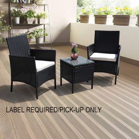 [Only For Pick Up] 3 Piece Rattan Seating set with Cushions - black