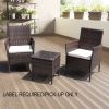 [Only For Pick Up] 3 Piece Rattan Seating set with Cushions - brown