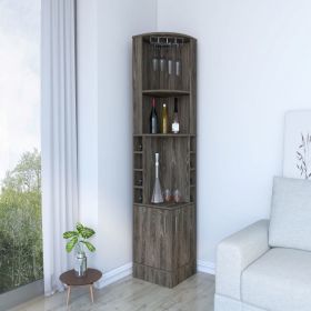 Bar Cabinet Papprika, 8 Wine Cubbies, Double Door, Dark Walnut Finish - Dark Walnut