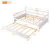 Full Size Daybed Wood Bed with Twin Size Trundle - White