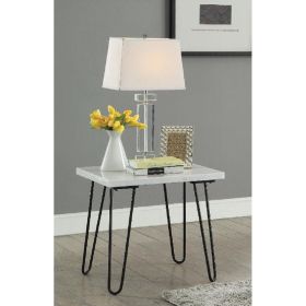 Telestis End Table in White Marble & Black XH - 84502