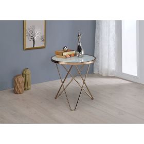 Valora End Table in Champagne & Frosted Glass - 81827