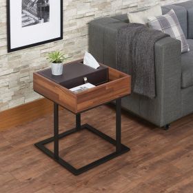 Sara II End Table in Espresso PU; Walnut & Sandy Black - 83895