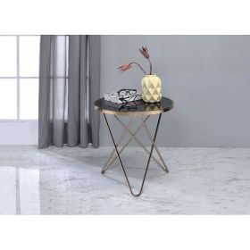 Valora End Table in Champagne & Black Glass - 81832