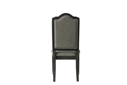 House Beatrice Side Chair; Two Tone Beige Fabric & Charcoal Finish - 68812