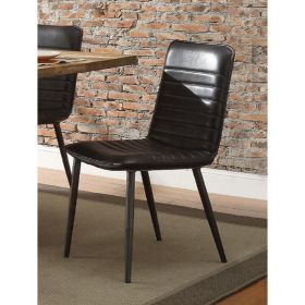 Hosmer Side Chair (Set-2) in Black Top Grain Leather & Antique Black - 70422