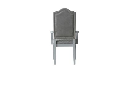 House Marchese Arm Chair; Two Tone Gray Fabric & Pearl Gray Finish - 68863