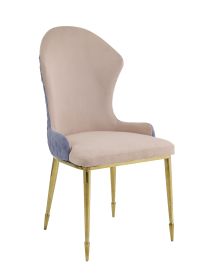 Caolan Side Chair (Set-2); Tan; Lavender Fabric & Gold YJ - 72469
