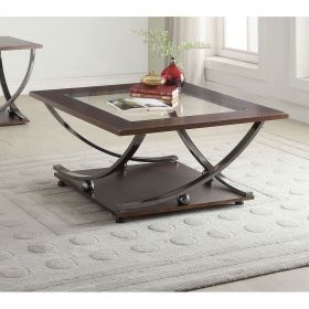 Isiah Coffee Table in Black Nickel & Clear Glass - 80355