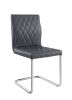 Ansonia Side Chair (Set-2); Gray PU & Chrome - 77832