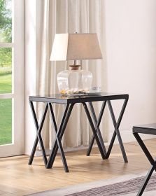 Magenta End Table; Black & Glass - 87156