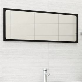 Bathroom Mirror Black 39.4"x0.6"x14.6" Engineered Wood - Black