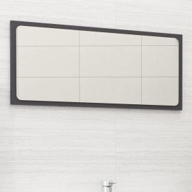 Bathroom Mirror Gray 31.5"x0.6"x14.6" Engineered Wood - Grey