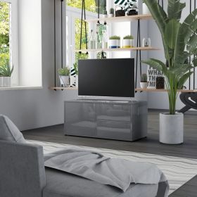TV Cabinet High Gloss Gray 31.5"x13.4"x14.2" Engineered Wood - Grey
