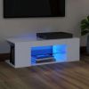 TV Cabinet with LED Lights White 35.4"x15.4"x11.8" - White
