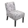 Modern Slipper Chair, Armless Accent Chair with Fabric Lining, Upholstered Side Chair for Living Room Bedroom, Letter Print XH - 66(L)*52(W)*78(H)cm