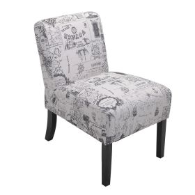 Modern Slipper Chair, Armless Accent Chair with Fabric Lining, Upholstered Side Chair for Living Room Bedroom, Letter Print XH - 66(L)*52(W)*78(H)cm
