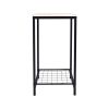 2-Tier End Table;  Industrial Side Table Nightstand with Durable Metal Frame;  Coffee Table with Mesh Shelves for Living Room;  Oak Finish - Black OAK