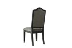 House Beatrice Side Chair; Two Tone Beige Fabric & Charcoal Finish - 68812
