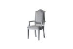 House Marchese Arm Chair; Two Tone Gray Fabric & Pearl Gray Finish - 68863