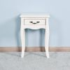 Nightstand  Drawer & Shelf;  Accent Sofa Side Table Curved Legs for Living Room;  Bedroom White - as pic