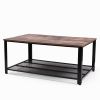 Vintage Coffee Table with Iron Net;  End Table with Iron Legs;  Rectangle Table Brown & Black - Brown(Table) + Black(Iron Net)