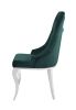 Dekel Side Chair (Set-2); Green Fabric & Stainless Steel - 70142