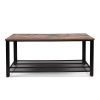 Vintage Coffee Table with Iron Net;  End Table with Iron Legs;  Rectangle Table Brown & Black - Brown(Table) + Black(Iron Net)