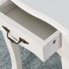 Nightstand  Drawer & Shelf;  Accent Sofa Side Table Curved Legs for Living Room;  Bedroom White - as pic