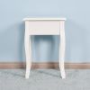 Nightstand  Drawer & Shelf;  Accent Sofa Side Table Curved Legs for Living Room;  Bedroom White - as pic