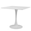 31.5"H White Tulip Table Mid-Century Dining Table with Round MDF Table Top;  Pedestal Dining Table;  End Table Leisure Coffee Table XH - white1