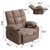 Vanbow.Recliner Chair Massage Heating sofa with USB and side pocket 2 Cup Holders (Brown) - as Pic