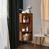 3-5-Tier Corner Bookshelf Freestanding Corner Shelf Bookcase Bamboo Storage Rack - 3 Tier