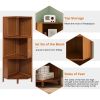 3-5-Tier Corner Bookshelf Freestanding Corner Shelf Bookcase Bamboo Storage Rack - 3 Tier