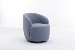fabric swivel accent armchair barrel chair with black powder coating metal ring - Light Blue
