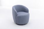 fabric swivel accent armchair barrel chair with black powder coating metal ring - Light Blue