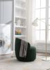 fabric swivel accent armchair barrel chair with black powder coating metal ring - Green