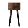Set of 2 Mid Century Wood Side Table, End Table with 1 Storage Drawer, Nightstand for Bedroom Living Room - Retro Brown + Black