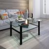 Transparent glass black coffee table, modern simple, living room coffee table, side center table - Black
