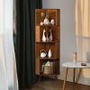 3-5-Tier Corner Bookshelf Freestanding Corner Shelf Bookcase Bamboo Storage Rack - 4 Tier